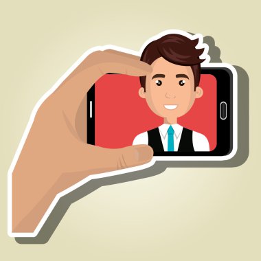 Bir akıllı hone'nin cırlağındaki adam. vektör tasarımı