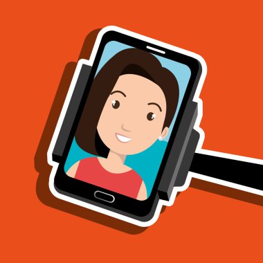Woman on the screeen of a smarthone. vector design