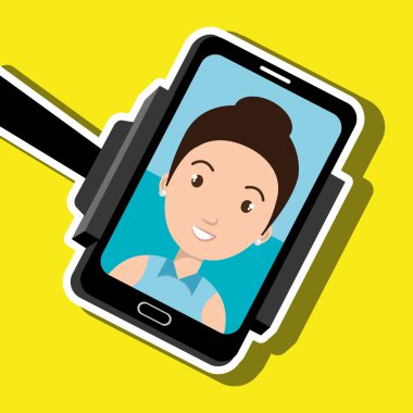 woman on the screeen of a smarthone. vector design
