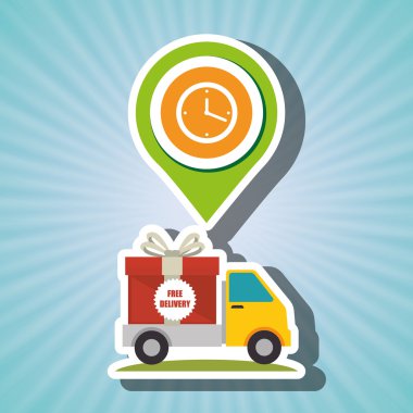 Kamyonu hediye tasarımı ile. Düğme simgesi, vektör grafiği