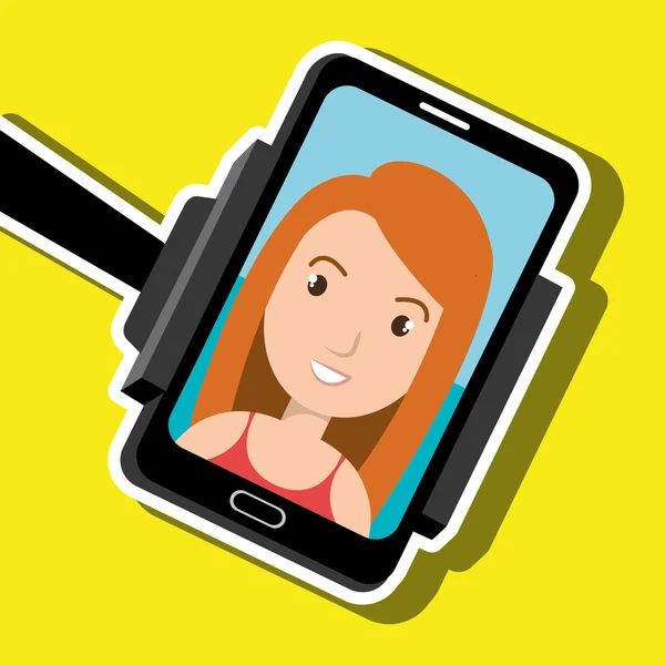 Woman on the screeen of a smarthone. vector design — 图库矢量图片