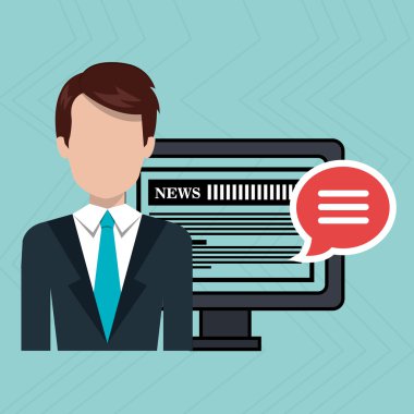 izole bilgisayar simgesi tasarım ile muhabir avatar