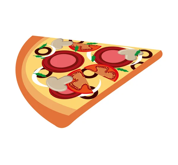 Delicioso pizza comida rápida icono — Vector de stock