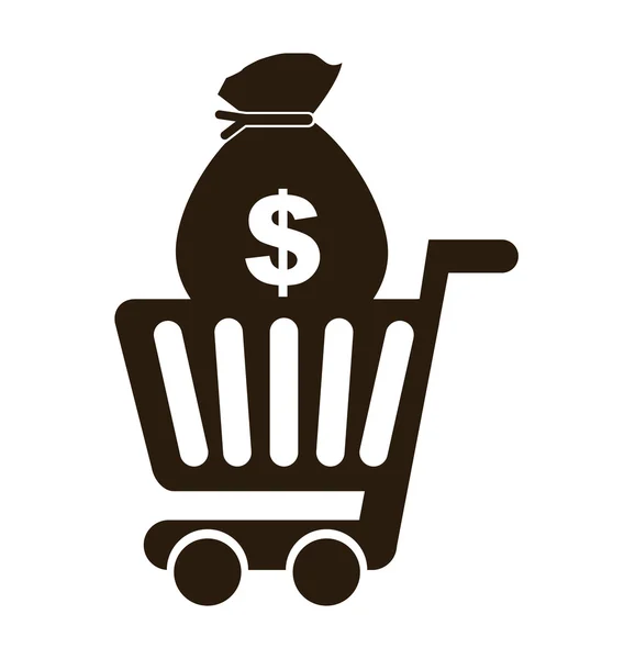 Panier shopping commerce icône isolée — Image vectorielle