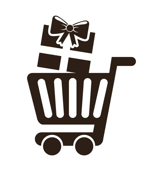 Carrito de compras comercio icono aislado — Vector de stock