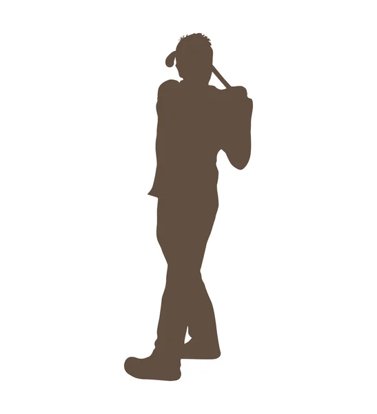 Golfer silhouette player isolated icon — Stock Vector