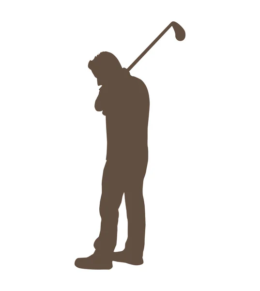 Jugador de silueta golfista aislado icono — Vector de stock