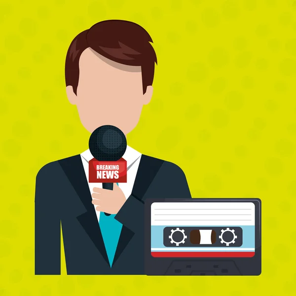 Reporter avatar avec cassette icône isolée design — Image vectorielle