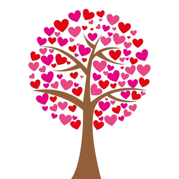 Árbol corazones amor romántico icono — Vector de stock