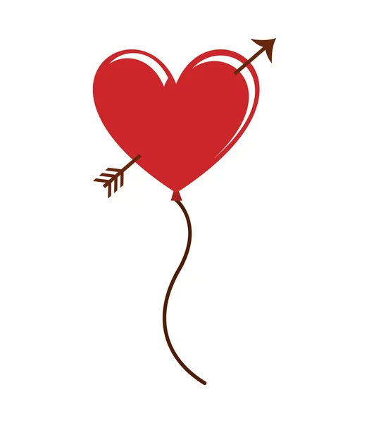 Coeur amour rouge icône — Image vectorielle