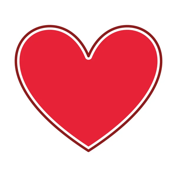 Corazón amor icono rojo — Vector de stock