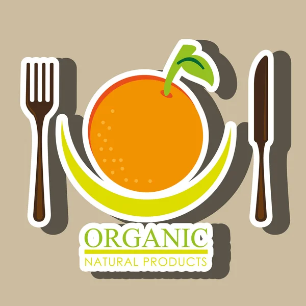 Zdravé vegetariánské jídlo štítek samostatný ikonu design — Stockový vektor