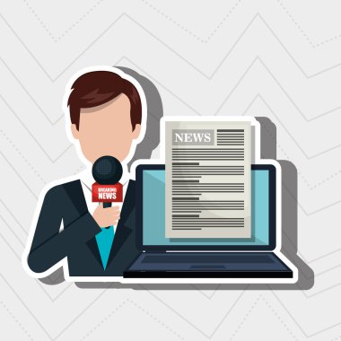 muhabir avatar dizüstü bilgisayar ile izole simgesi