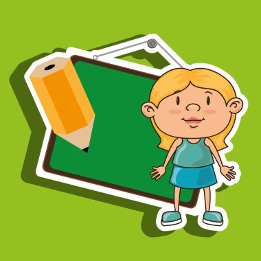 Kara tahta ile çocuk ve izole simgesi tasarım kalem