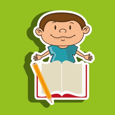 kitap ile çocuk ve izole simgesi tasarım kalem