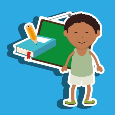 Kara tahta ile çocuk ve izole simgesi tasarım kalem