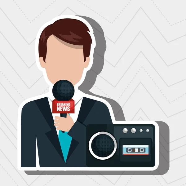 Reportero avatar con radio aislado icono de diseño — Archivo Imágenes Vectoriales