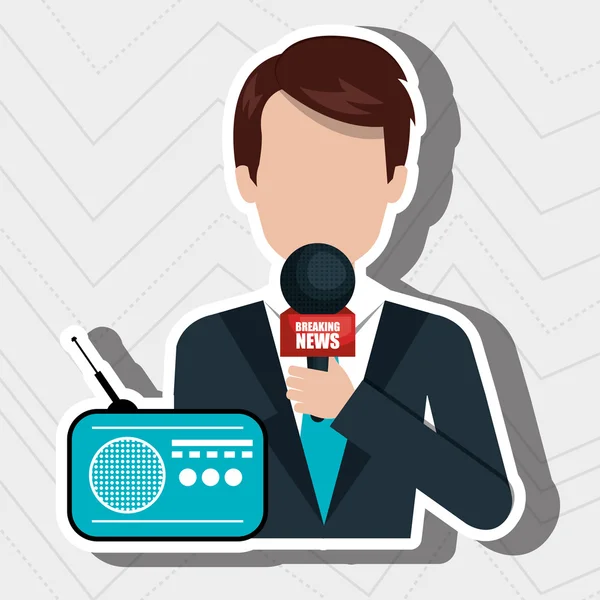 Reportero avatar con radio aislado icono de diseño — Vector de stock