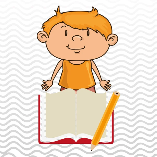 kid with book and pencil  isolated icon design