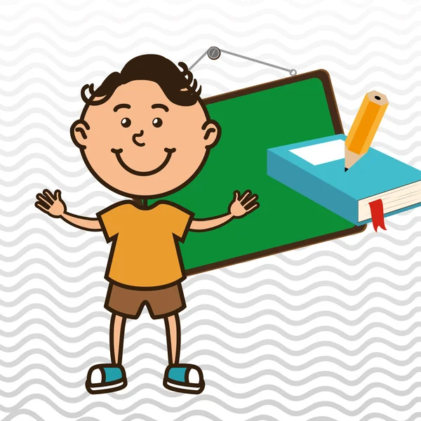 Kara tahta ile çocuk ve izole simgesi tasarım kalem — Stok Vektör