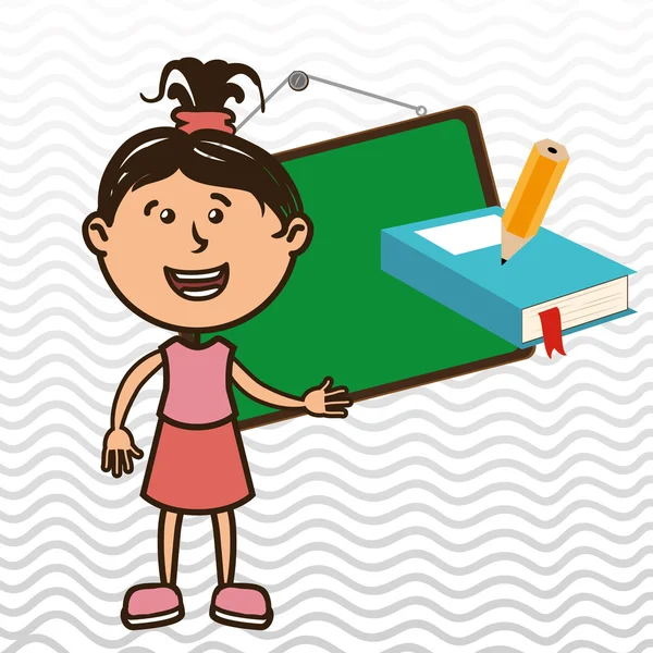 黒板に子供および鉛筆の分離アイコン デザイン — ストックベクタ