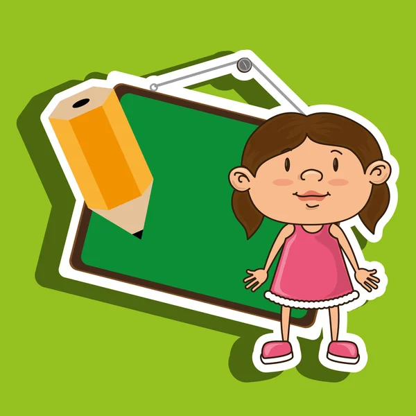 Kid with chalkboard and pencil  isolated icon design — Stock Vector