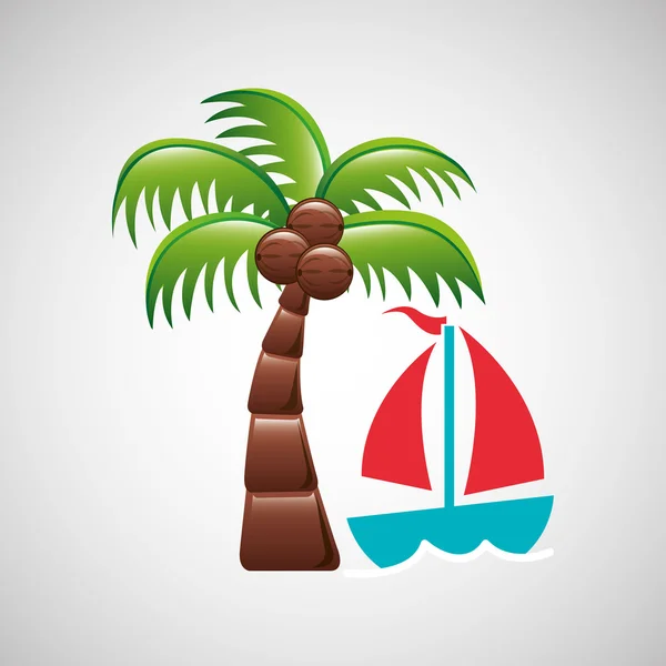 Palm on beach icon — стоковый вектор