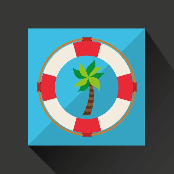 Palm en zon pictogram — Stockvector