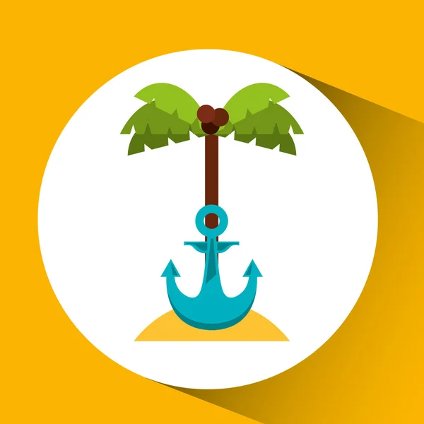 Palm on beach icon — Stock Vector