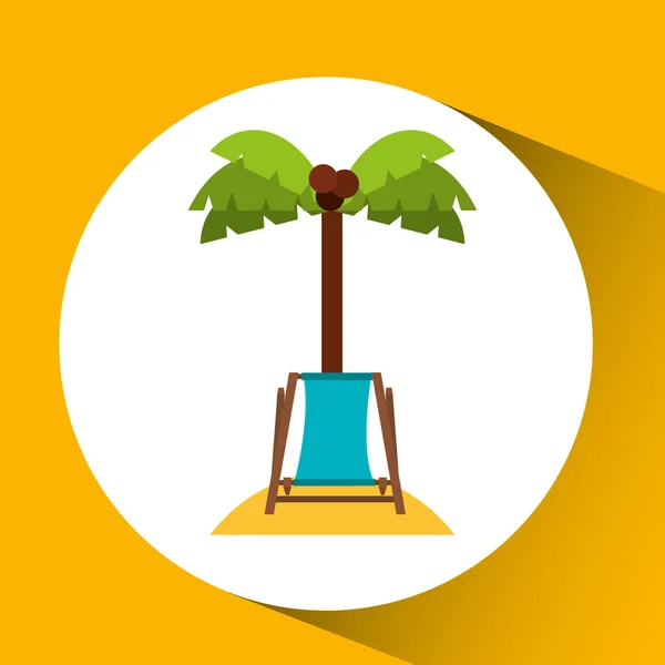 Palm op het pictogram van het strand — Stockvector