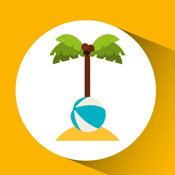 Palm op het pictogram van het strand — Stockvector