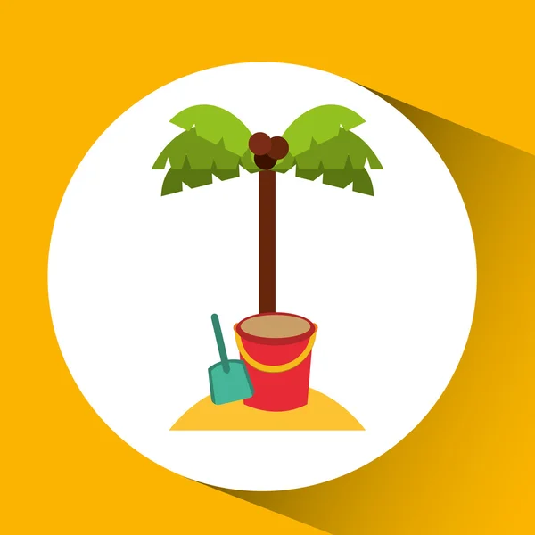 Palm op het pictogram van het strand — Stockvector