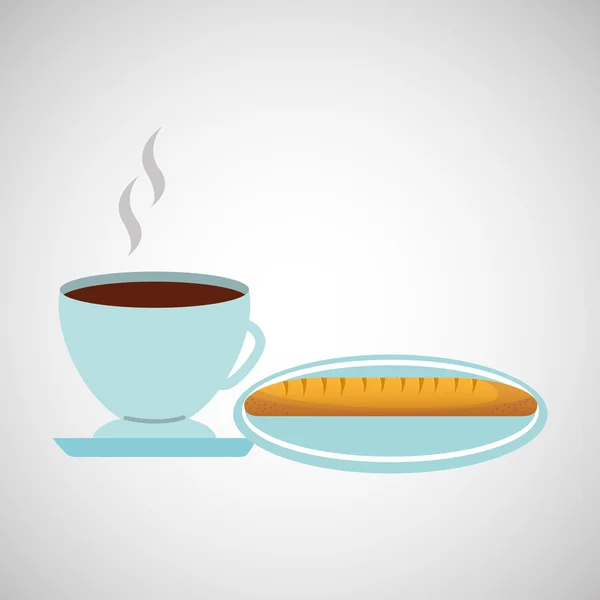 Icono de café y pan — Vector de stock