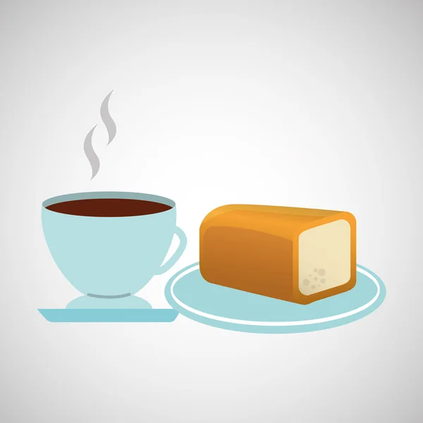 Icono de café y pan — Vector de stock
