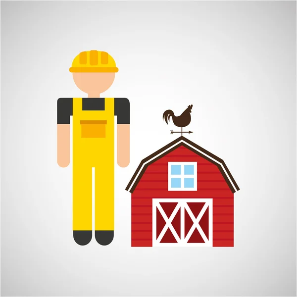 Farmer and farm icon — Stock Vector