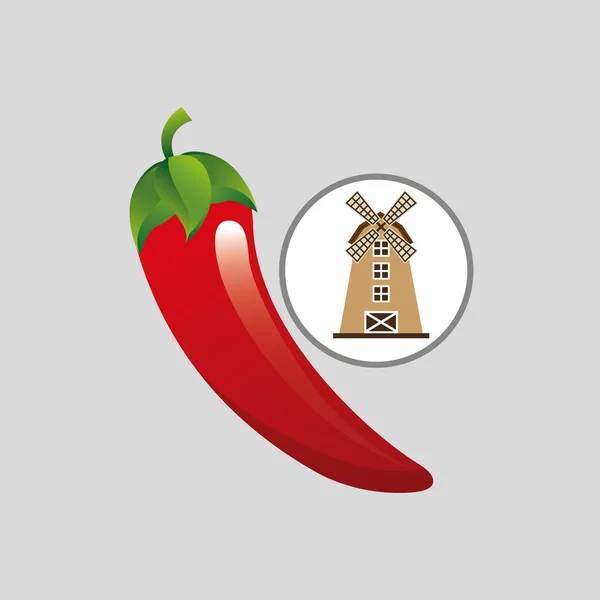 Moulin à vent et icône chili — Image vectorielle