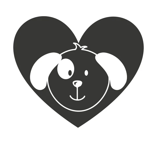 Herz Liebe Haustier Maskottchen isoliert Symbol — Stockvektor