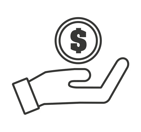 Munt dollar geld pictogram — Stockvector