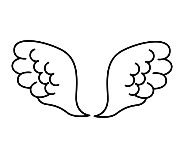 Alas ángel dibujado icono — Vector de stock