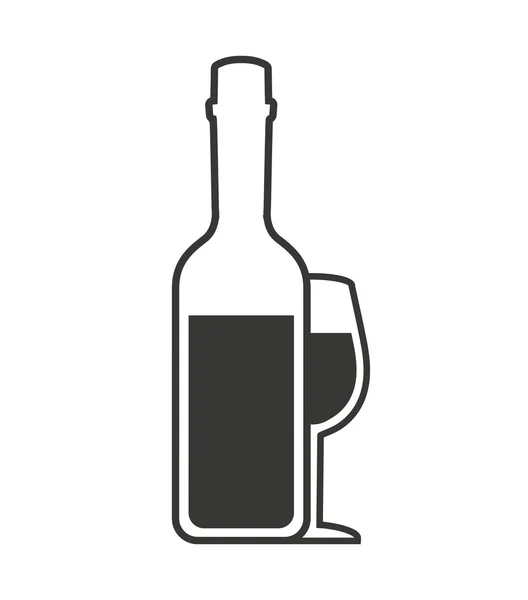 Vino botella bebida silueta icono — Vector de stock