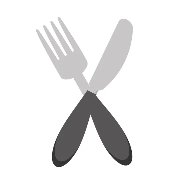 Vidlička a nůž nástroj příbory silueta ikona — Stockový vektor