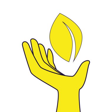 Eko yaprak el simge vektör çizim