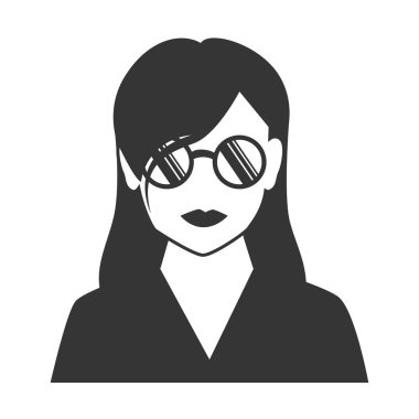 kadın profil siluet simge vektör çizim