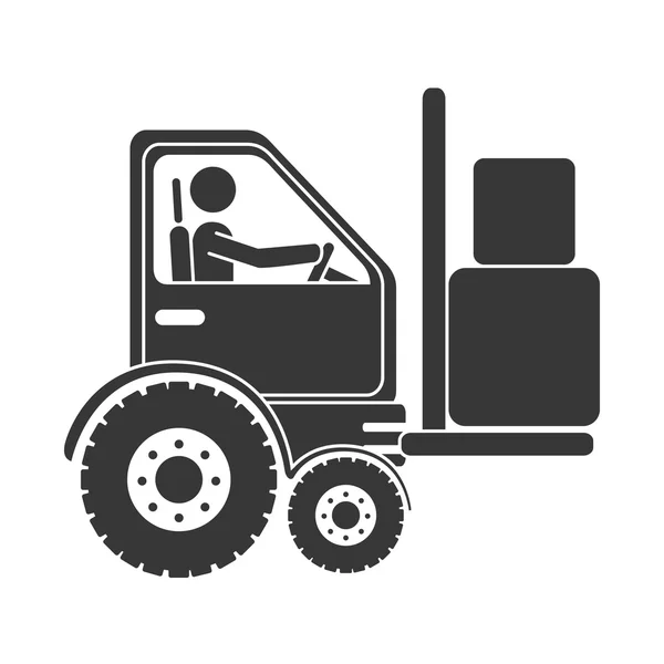 Gaffeltruck lådor machinary ikonen vektor illustration — Stock vektor