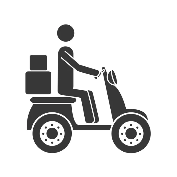 Mensajero motocicleta caja icono vector ilustración — Vector de stock