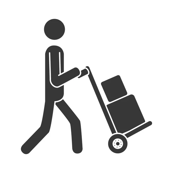 Courier kruiwagen vak pictogram vectorillustratie — Stockvector