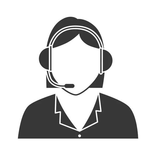 Call Center mulher headset ícone vetor ilustração — Vetor de Stock