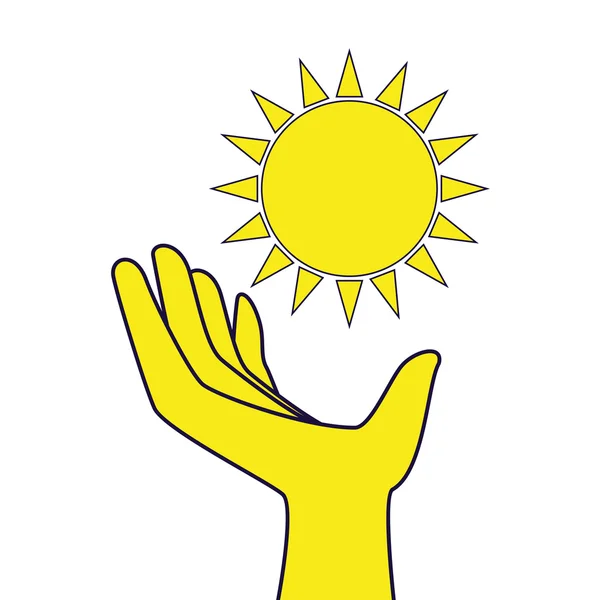 Sun glow hand icon vector illustration — Stock Vector