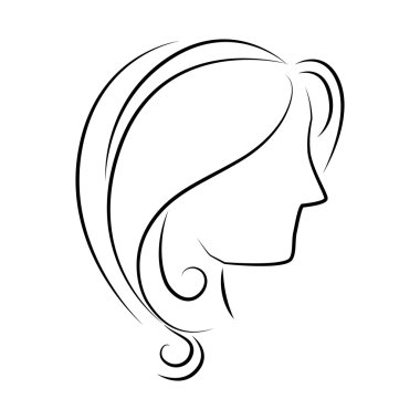 kadın baş profil simge vektör çizim