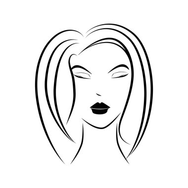 kadın baş profil simge vektör çizim